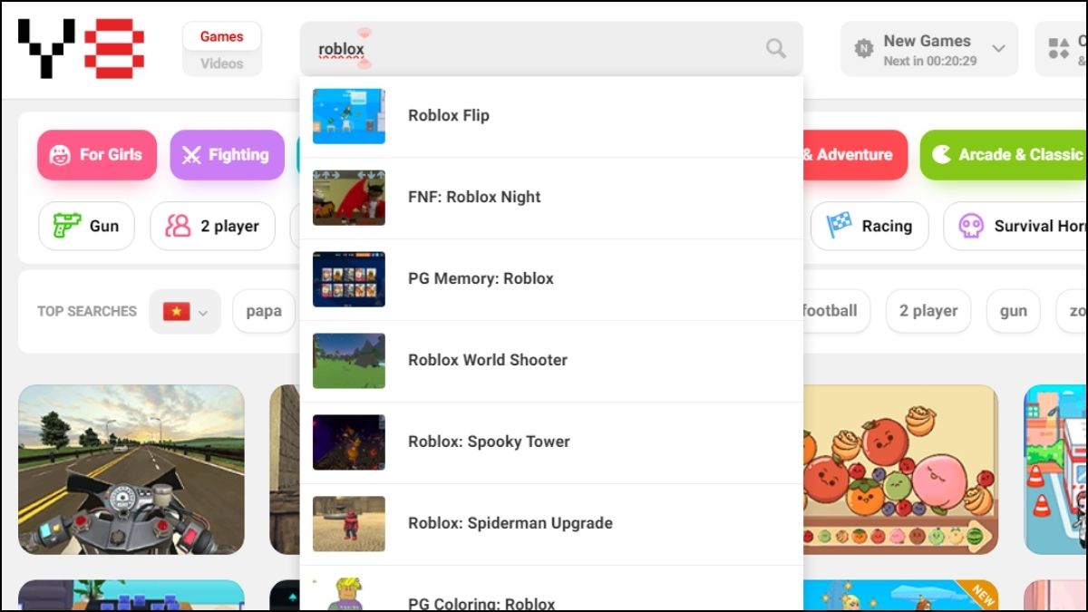 Hướng dẫn chơi game Roblox trên trang Y8
